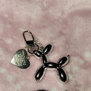 Chic Silver and Black Balloon Dog Keychain